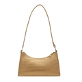 Retro crocodile pattern baguette shoulder bag in khaki faux leather for summer 2025 fashion - Stone Pattern Gold