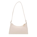 Creamy white baguette bag featuring crocodile pattern texture and gold-tone metal zipper - Stone White