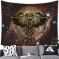 Bohemian elephant mandala tapestry with starry galaxy background for home wall decor - 150x100(Peach Skin) / Golden Mandala Elephant(1)