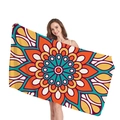 Ethnische Mandala-Strandtuch mit lebhaftem orangefarbenem und blaugrünem Blumenmuster - Blaugrünes Mandala (1)