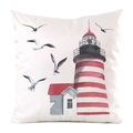 Silk-like pillowcase with watercolor lighthouse and seagulls for sofa decoration - Lighthouse Cottage Seagulls Style (8)