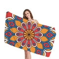 Mandala Geometriemuster dickes Strandtuch mit buntem böhmischem Blumendesign Motiv - Orangerotes Mandala (3)