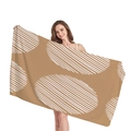 Thick beach towel with geometric circle patterns on a tan background for vacation - Tan Striped Circular Geometric (3)
