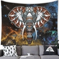 Mandala Elephant Tapestry with Starry Galaxy Nebula Background and Tribal Patterns - 150x100 / Mandala Art Elephant (6)