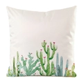 Square faux silk pillowcase with watercolor cactus forest print on a bright white background - 60x60cm / Cactus Forest (4)