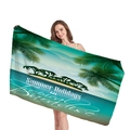 Thickened beach towel featuring tropical palm tree print for summer holiday vacations - Tropical Paradise Landscape Style (2)
