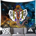 Cosmic mandala elephant tapestry in vibrant pop art colors over a gray sofa - 150x100 / Pop Art Elephant (1)
