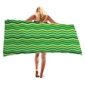 Thick oversized beach towel with vibrant green and yellow chevron wave patterns - Chevron Wave Pattern (1)