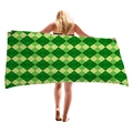 Thick geometric argyle beach towel in green and yellow for summer outdoor pool vacations - Argyle Pattern (2)