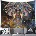 Mandala elephant tapestry with cosmic nebula background hanging over a gray sofa - Mandala Pattern Elephant (5) / 100x70cm