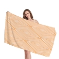 Thick beach towel with orange and white geometric spiral pattern for vacation - Orange White Geometric Spiral Rhombus (5)