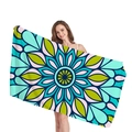 Ethno-Mandala-Strandtuch mit geometrischem Muster in Blau und Rosa im Boho-Stil - Blaugrünes Mandala (6)