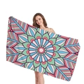 Ethnic mandala geometric patterned thick beach towel for seaside vacation in boho style - Mint Green Pink Mandala Style (2)