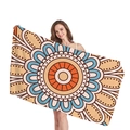 Thick mandala pattern beach towel with vintage geometric floral design in orange and blue - Retro Orange Lake Blue Mandala Style (3)