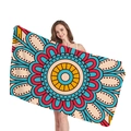 Vibrant mandala geometric beach towel with red and blue patterns on white background - Red Sky Blue Ginger Mandala Style (4)