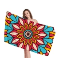 Rechteckiges Strandtuch mit farbenfrohem, rot-blauem Mandala-Geometriemuster - Rot-Blaues Mandala (7)