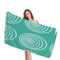 Geometric teal beach towel featuring white concentric oval patterns and thick fabric - Teal Concentric Oval Pattern (7)