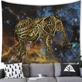 Cosmic galaxy elephant tapestry with gold mandala patterns for wall decoration - Golden Mandala Elephant (10) / 100x70cm