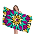 Strandtuch aus Mikrofaser mit buntem Mandala-Blumenmuster in Rosa und Blau - Rosarot-Blaues Mandala (8)