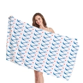 Microfiber beach towel featuring nautical blue anchors and red dots on white background - White Nautical Dot Print(8) / 150x75cm