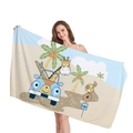 Asciugamano da spiaggia in microfibra con motivi di giraffa e palme su sfondo blu - Stile Auto Blu Giraffa (5) / 150x75cm