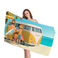 Asciugamano da spiaggia con illustrazione estiva, furgone vintage e cotone spesso - Stile Vacanze in Van Vintage (6) / 150x75cm