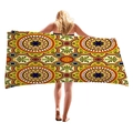 Dickes Strandtuch mit buntem Mandala-Muster in böhmischen Braun- und Orangetönen - Orangegelbes Ethno-Mandala (6)