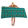 Ethnic geometric beach towel in turquoise and navy blue pattern on soft microfiber fabric - Teal Ethnic Geometric (7)