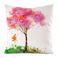 Housse de coussin blanche avec arbre en aquarelle et balançoire en soie synthétique - Style Arbre de Balançoire / 45x45 cm