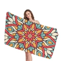 Ethno-Mandala-Strandtuch mit geometrischem Muster in leuchtendem Rot und Gelb - Chinarot Mandala (11)