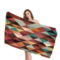 Thick beach towel with colorful geometric triangle pattern for summer vacation - Multicolor Triangle Geometric Patchwork (11)