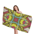 Thick mandala geometric pattern beach towel in vibrant green and pink microfiber - Grass Green And Pink Mandala (1) / 150x75cm