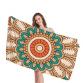 Ethnic mandala geometric pattern beach towel with vibrant orange and cyan floral design - Retro Ethnic Orange Teal Style (5)
