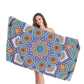 Ethnic bohemian mandala beach towel with vibrant geometric patterns in purple and orange - Blue And Purple Mandala (3) / 150x75cm