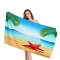 Tropical beach towel with palm tree and starfish print for summer vacation - Coastal Beach Panorama Style (10)