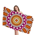 Ethnic mandala beach towel with vibrant orange and pink geometric floral pattern - Bright Orange Rose Red Mandala Style (6)