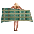 Bohemian geometric beach towel with Greek key pattern in cyan and gold colors - Greek Meander Decorative (10)