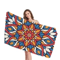 Ethno-Mandala Strandtuch mit orange-blauem böhmischem geometrischem Musterprint - Königsblau-Rotes Mandala (13)