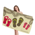 Asciugamano da spiaggia spesso con stampe flip-flop e testo Summer per vacanze - Stile Infradito Estive Foglie di Palma (4) / 150x75
