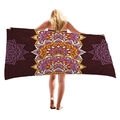 Mandala-Strandtuch in Dunkelviolett und Orange mit geometrischem Boho-Muster - Dunkelviolettes Boho-Mandala (10)