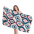Mikrofaser Strandtuch mit rosa und navyblauen geometrischen Tie-Dye Mustern - Tie-Dye Geometrisches Rhombus-Muster (6)