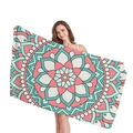 Asciugamano da spiaggia mandala con motivo floreale geometrico in corallo e turchese - Stile Mandala 2