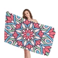 Mandala floral pattern oversized beach towel made of absorbent microfiber for beach vacation - Red Green Mandala (2)