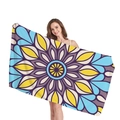 Ethnic mandala geometric patterned thick beach towel with vibrant floral design - Yellow Purple Mandala (3)