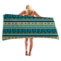 Ethnic geometric microfiber beach towel with turquoise and gold bohemian wave patterns - Ethnic Meander Pattern (12)