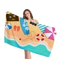 Asciugamano da spiaggia in microfibra con stampe estive di valigie e surf - Modello Valigie e Bandiere Nazionali (10)