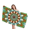 Ethno-Mandala-Strandtuch mit grün-orangem Muster für den Strandurlaub und Dekoration - Cyan-Oranges Mandala (15)