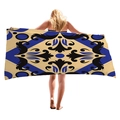 Rectangle microfiber beach towel featuring blue and black mandala geometric pattern - Exotic Mandala Geometric Print (2)