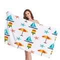 Toalla de playa gruesa sin costuras con coloridos patrones de vela y estrellas - 150x75cm / Estilo Sombrilla Velero Océano Fondo Blanco (8)