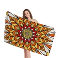 Mandala geometric pattern beach towel in vibrant orange and navy blue floral design - Mandala Print 5
